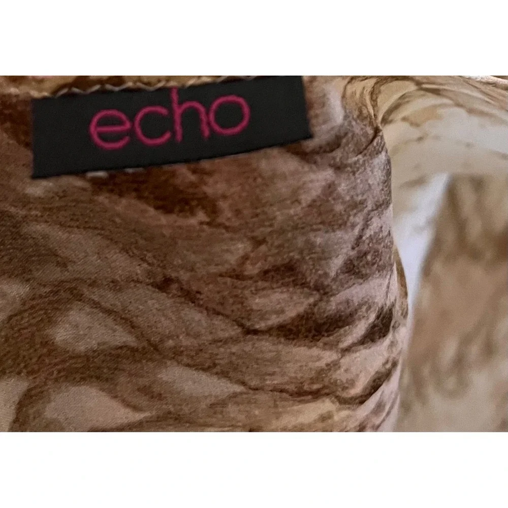 Echo Silk Scarf Brown Tan Snakeskin Animal Print Rectangular 100% Silk 13.5x60